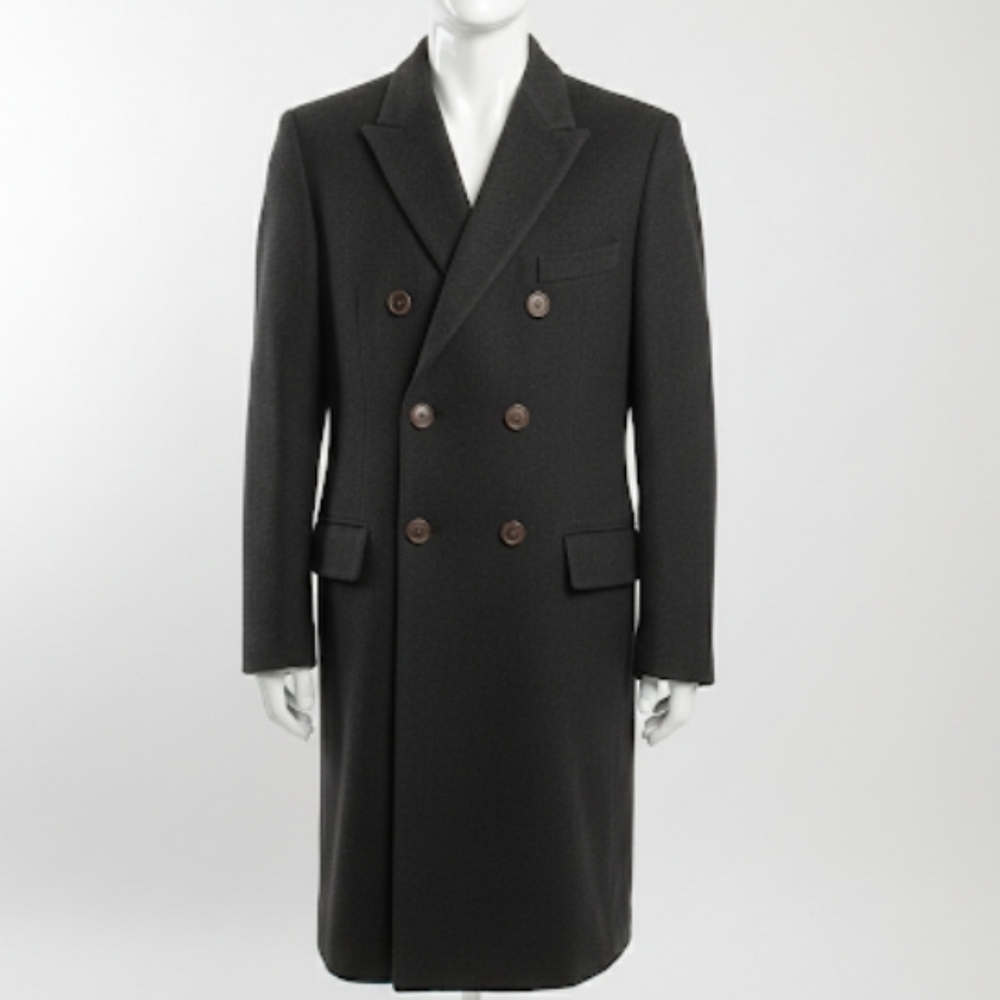 Joseph Abboud Wool & Cashmere Double-Breasted Overcoat 40R Dark Charcoal Gray